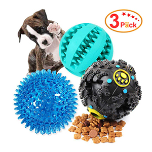 EETOYS Dog Treat Dispensing Toy IQ Treat Ball with Squeaker Rubber Dog Chew Toy-petsourcing